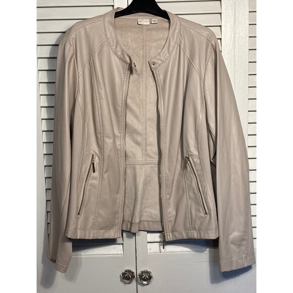 Est. 1946 Faux Beige Leather zip up Jacket Plus Size 18/20W Preloved - Picture 1 of 11